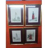 Set of four framed C19th Fashion Prints, each 30 x 21cm