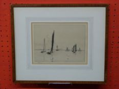 William Lionel Wyllie, etching, "A light air from the South East", 11cm x 42cm