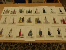 Images of National and Regional womens' costumes from France, Spain and Switzerland (53) unframed