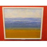 Indist Signed Oil on Board, abstract Beach Scene, 49 x 69cm