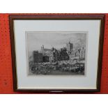 Charles Watson, Etching, Norwich Market and St Peter Mancroft Church, 24 x 31cm