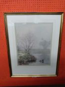 Brian Fenson, signed Watercolour, Early morning at the River's Edge