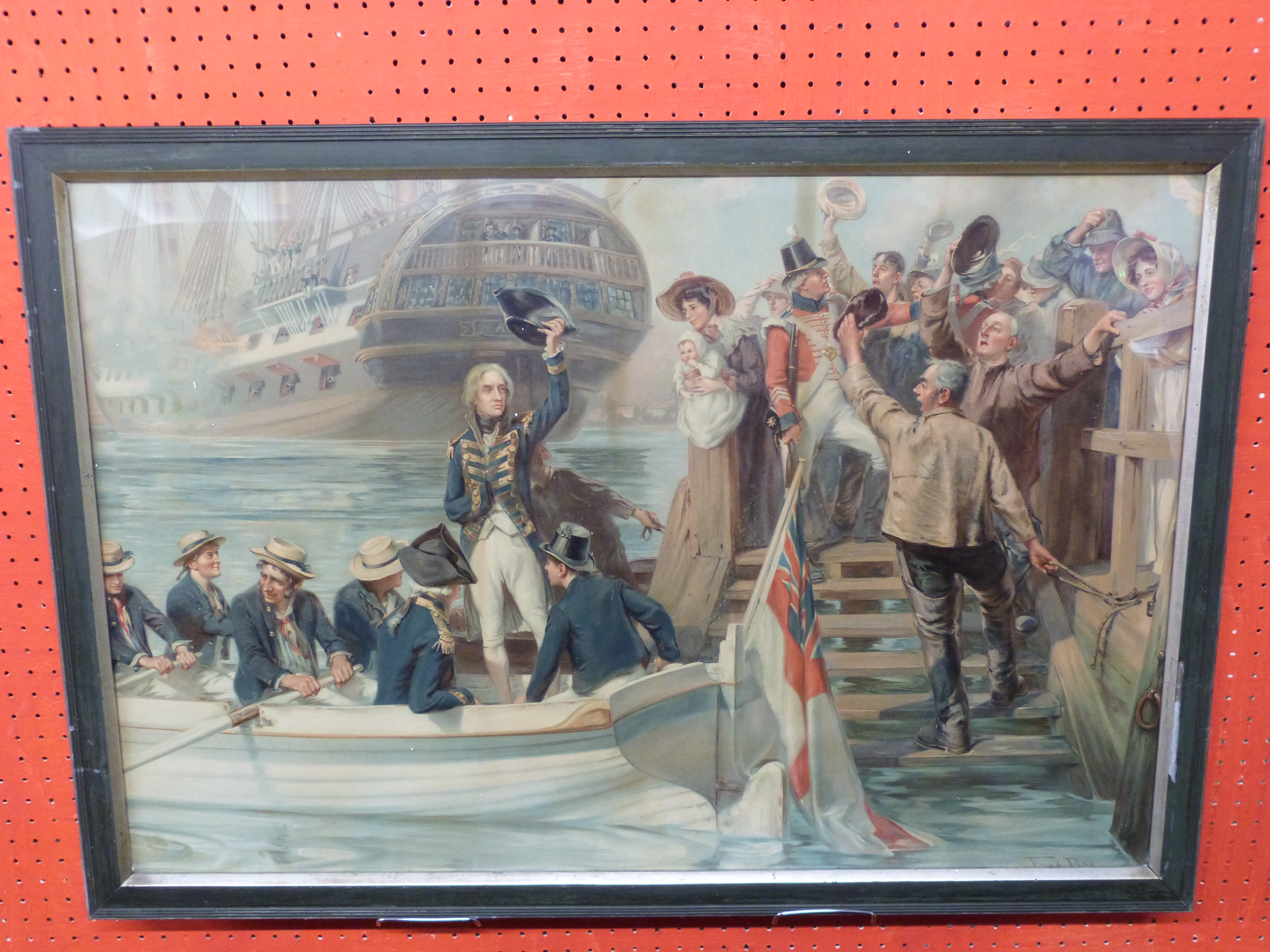 Large framed C19th coloured Print, depicting Admiral Horatio Nelson after Fred Pine, 52 x 79cm - Image 2 of 2