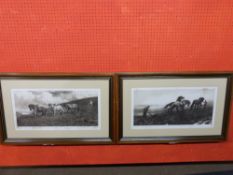 Two Herbert Dickson framed Prints, "Against the Wind and Open Sky" and "The Last Furrow", 29 x 58cm