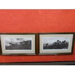 Two Herbert Dickson framed Prints, "Against the Wind and Open Sky" and "The Last Furrow", 29 x 58cm