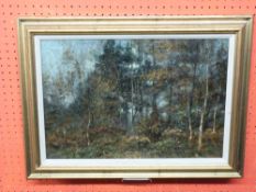 A W Henley, Oil on board, Woodland Scene, 32 x 47cm