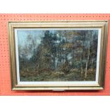 A W Henley, Oil on board, Woodland Scene, 32 x 47cm