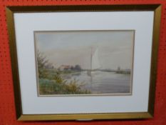 William Edward Mayes, Watercolour, signed and dated 1932, Broadland scene