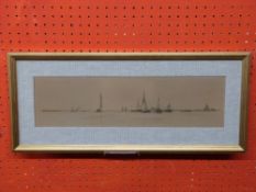 William Lionel Wyllie, etching, 11cm x 42cm