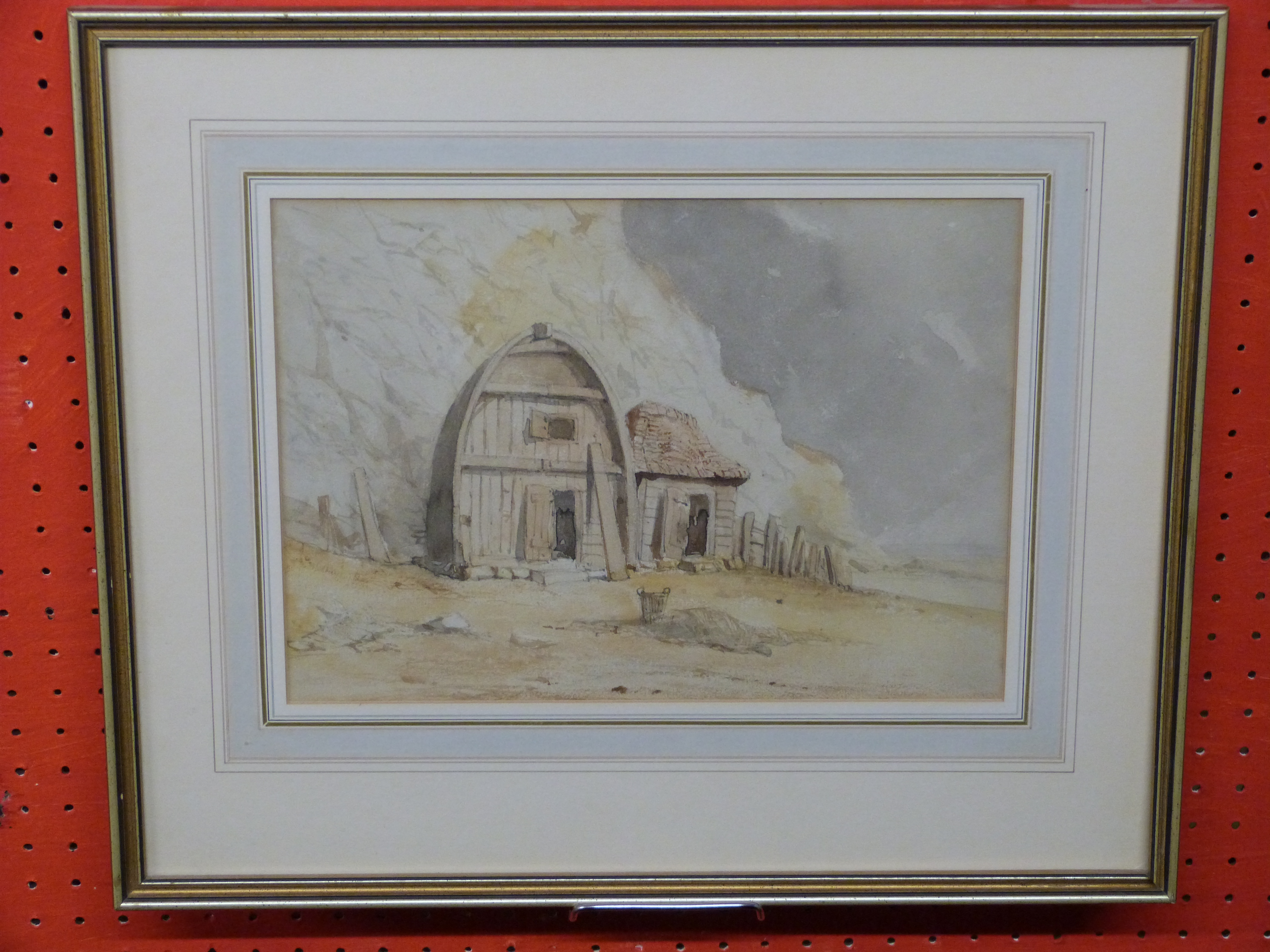 C19th British School, Unsigned Watercolour, Fishermen's Huts, 21 x 29cm