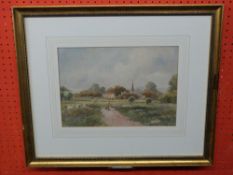 Arthur Trowsdale, signed Watercolour, Village in a Landscape