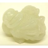 Pale jadeite model of a frog with tortoise on its back