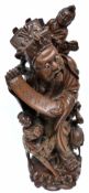 Very large Chinese root carving of an immortal with attendants, 45cm long