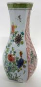 Chinese porcelain famille vert vase of faceted form with alternating panels of famille vert