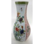 Chinese porcelain famille vert vase of faceted form with alternating panels of famille vert