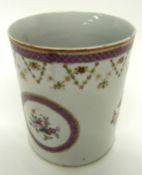 Late 18th century Chinese export porcelain tankard decorated in polychrome with trailing flowers