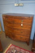 19th century bow front chest of two short over three long drawers, width approx 106cm