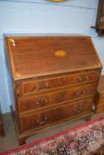 19th century fall front bureau with inlaid decoration throughout, raised on bracket feet with fitted