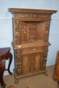 Heavily decorated court cupboard, approx 93cm