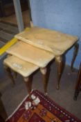 Nested set of three gilt metal occasional tables, each approx 54 x 32cm