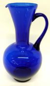 Bristol Blue type glass ewer, 30cm high