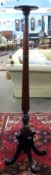 Edwardian mahogany torchere with reeded decoration, height approx 157cm