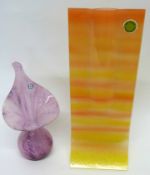 Swedish Art glass panel vase and a Mdina purple glass vase (2)