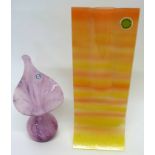 Swedish Art glass panel vase and a Mdina purple glass vase (2)