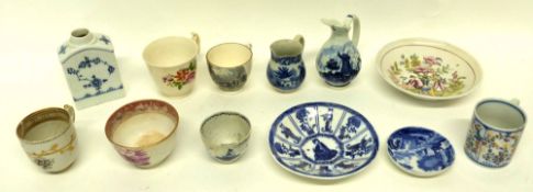 Quantity of 19th century ceramics including a tea canister decorated in Meissen style with blue