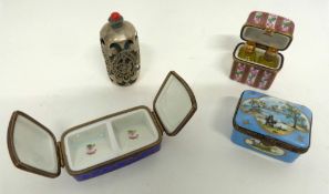 Small plastic bag containing quantity of 19th century enamel boxes by Limoges, (4)