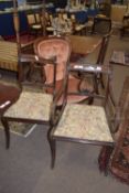 Set of eight lyre back upholstered dining chairs, each height approx 87cm (6+2)