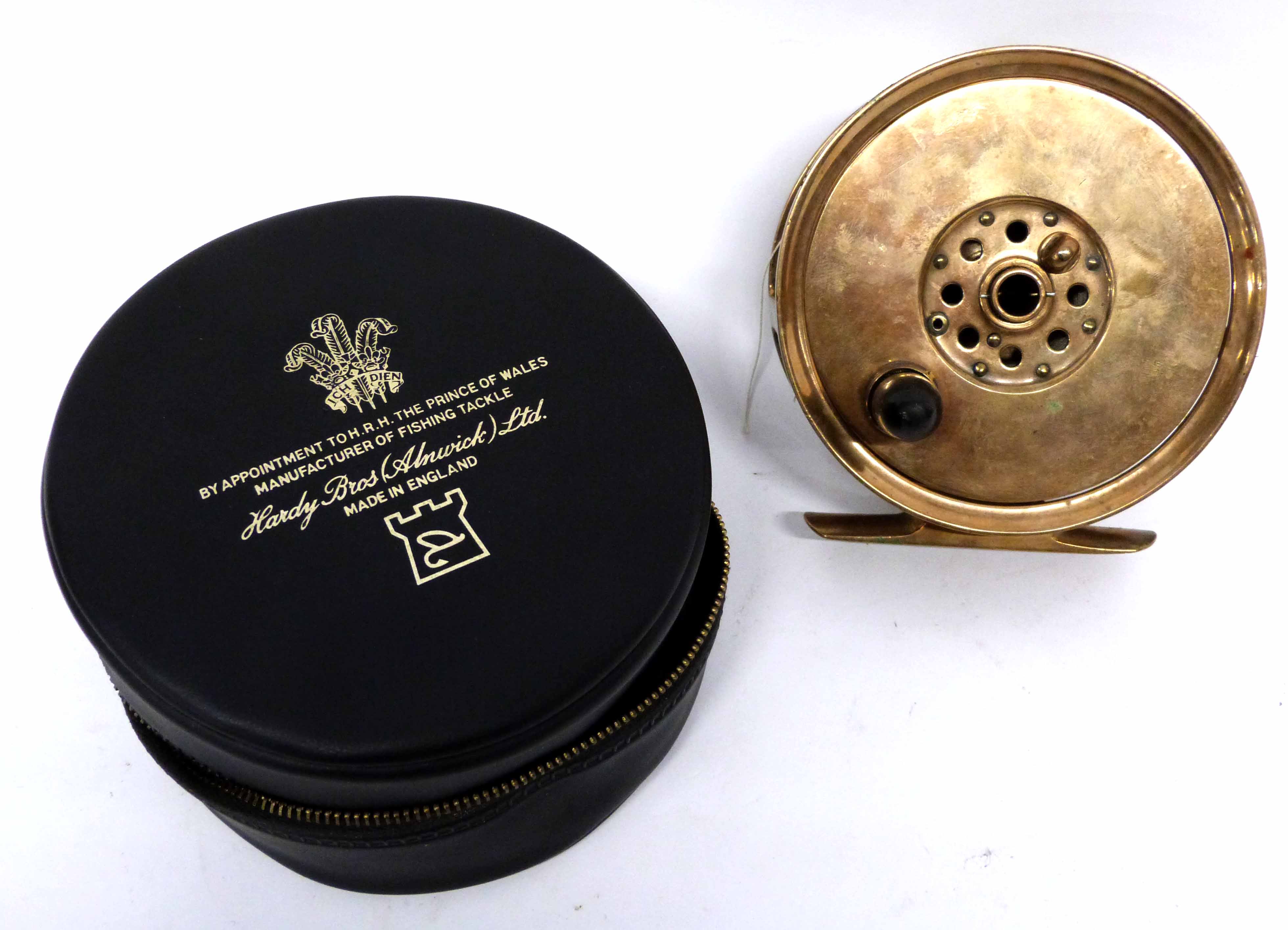 Hardy Bros salmon reel, marked J B Moscrops, patent Manchester, in original box