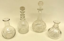 Quantity of glass decanters, two with stoppers, with cut glass designs (4)