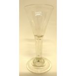 Late 18th/early 19th century wine glass, probably Dutch, the stem with large tear, raised on domed