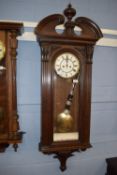 Late 19th/early 20th century carved oak cased wall clock, width approx 50cm