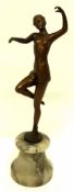 Art Deco figure of a dancing girl on an onyx base, 30cm high