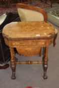 Good quality Victorian games table raised on heavily carved feet with decorative marquetry gaming