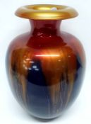 Large Swedish Art glass vase with a streaked flambe type design