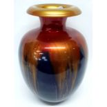 Large Swedish Art glass vase with a streaked flambe type design