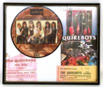 A montage of Quireboys memorabilia including a picture disc