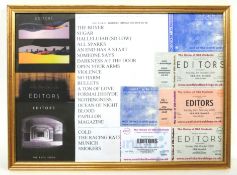 A collage of Editors memorabilia including five original tickets