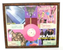 A montage of Squeeze memorabilia inc. 4 original tickets.