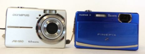 Fujifilm Z90 digital camera with charger and box, plus an Olympus FE-190 digital camera