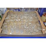 LARGE TRAY OF GLASS WARES