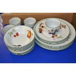 ROYAL WORCESTER EVESHAM WARES, PLATES, SIDE PLATES, BOWLS AND 4 CUPS