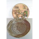 LARGE DOULTON CHARGER, CHESHIRE CHEESE, WITH A FURTHER ART POTTERY DISH