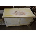 PAINTED WOODEN BLANKET BOX, APPROX 91 X 45CM