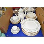 PART TEA SET BY DUCHESS IN THE HAREBELL PATTERN, PLATES, SIDE PLATES, COFFEE POT ETC