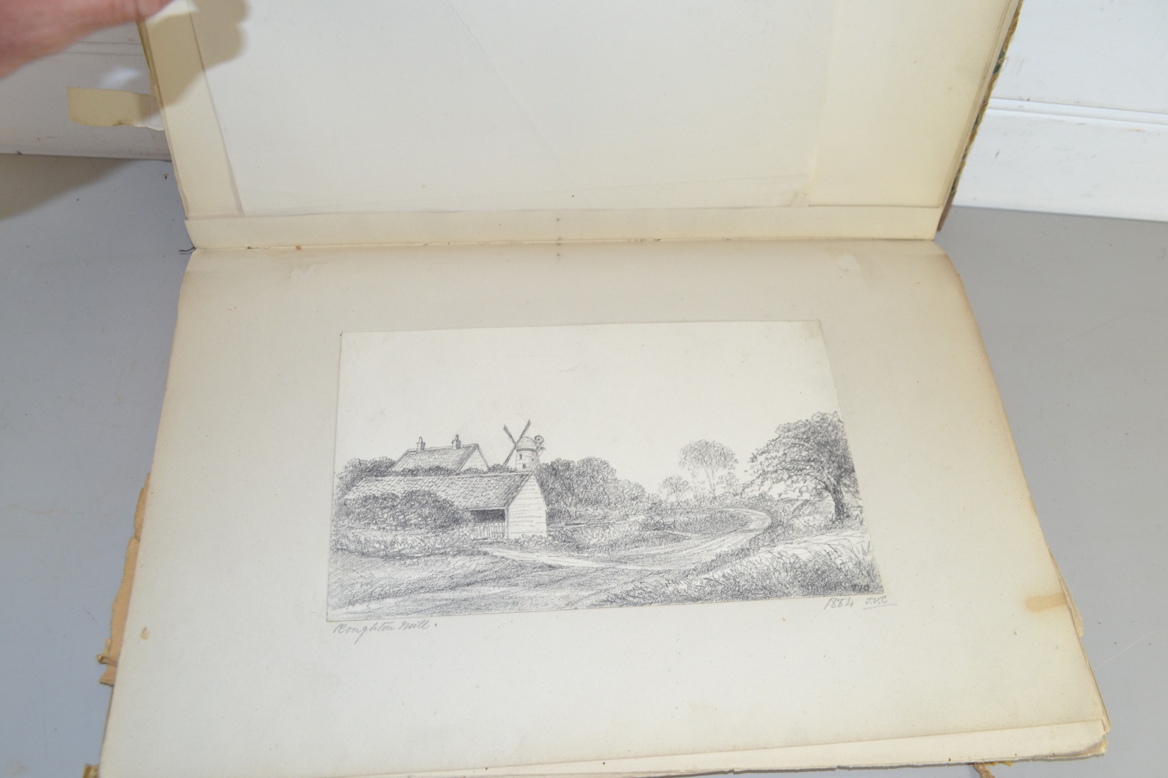 SKETCHBOOK CONTAINING PENCIL DRAWINGS OF NORFOLK VIEWS, BEESTON PARK, TOFTWOOD, ETC, MANY INITIALLED - Image 3 of 8