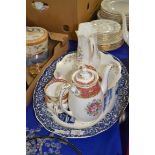 LARGE CERAMIC BLUE AND WHITE TRAY ETC